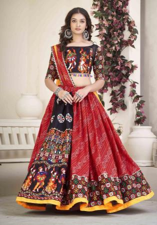 Picture of Sightly Cotton & Georgette Crimson Lehenga Choli