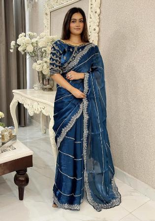 Picture of Bewitching Chiffon Navy Blue Saree