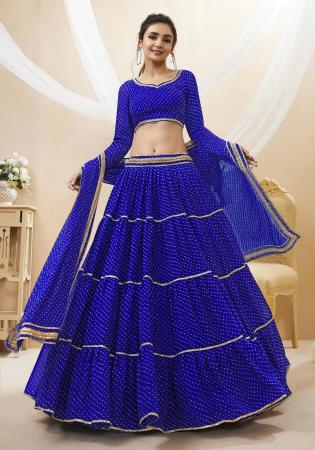 Picture of Good Looking Georgette Navy Blue Lehenga Choli