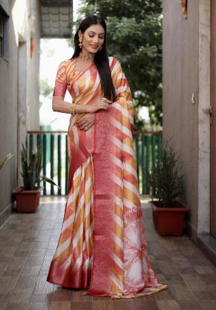 Picture of Enticing Silk Dark Golden Rod Saree