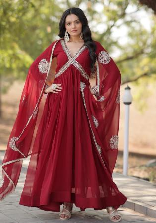 Picture of Beauteous Georgette Maroon Readymade Gown