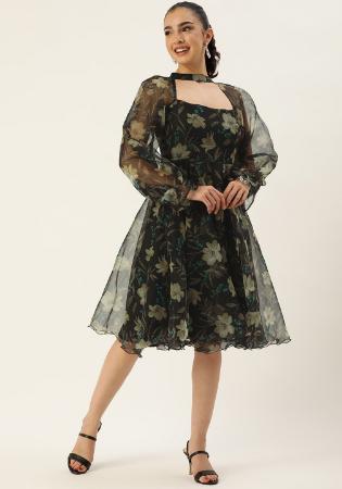 Picture of Sightly Rayon & Georgette Black Kurtis And Tunic