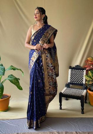 Picture of Marvelous Silk Midnight Blue Saree