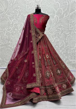 Picture of Delightful Georgette Medium Violet Red Lehenga Choli