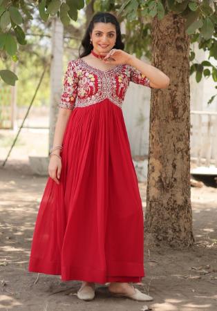 Picture of Sightly Georgette Dark Red Readymade Gown