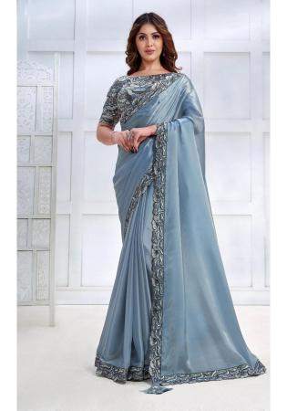 Picture of Fine Silk Cadet Blue Saree