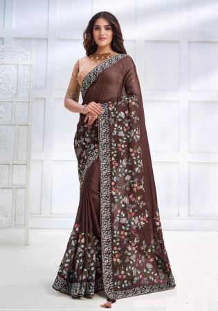 Picture of Pretty Silk Dark Olive Green Saree