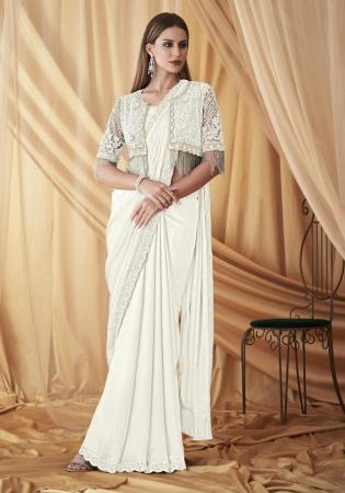 Picture of Pleasing Georgette & Satin White Saree