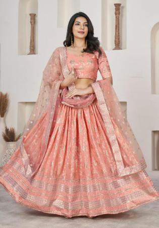 Picture of Sublime Chiffon Dark Salmon Lehenga Choli