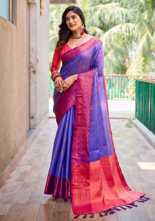 Picture of Alluring Silk Dark Slate Blue Saree