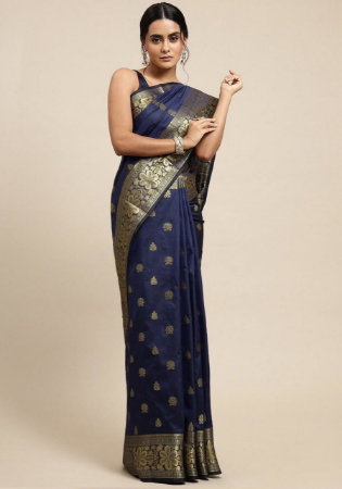 Picture of Charming Silk Navy Blue Saree