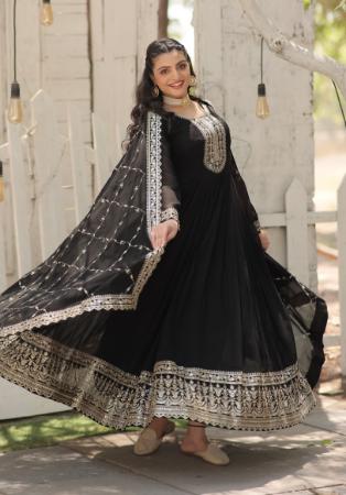 Picture of Good Looking Georgette Black Readymade Salwar Kameez