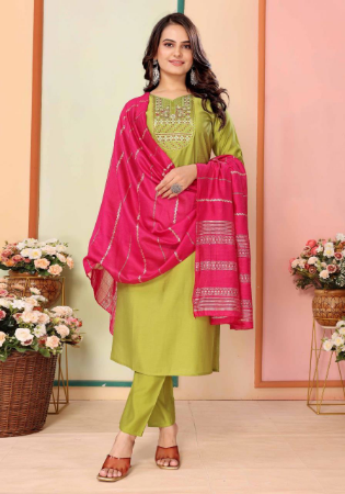 Picture of Amazing Silk Dark Khaki Readymade Salwar Kameez