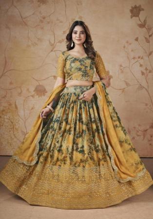 Picture of Admirable Georgette Dark Khaki Lehenga Choli