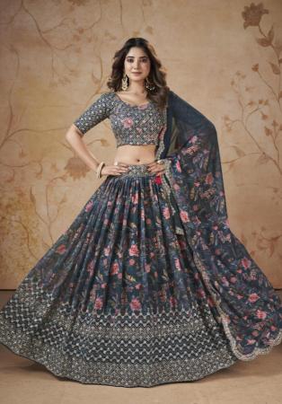 Picture of Magnificent Georgette Dark Slate Grey Lehenga Choli