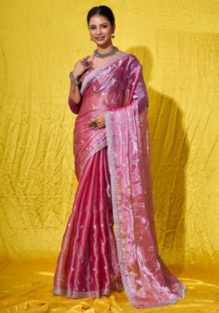 Picture of Stunning Silk Pale Violet Red Saree