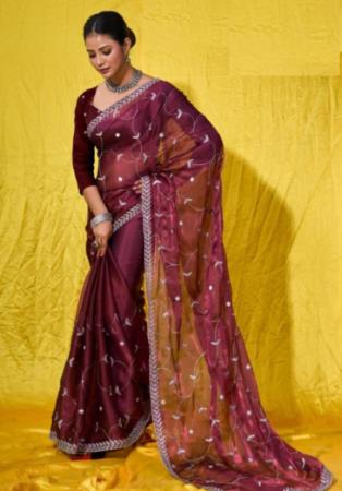 Picture of Bewitching Silk Maroon Saree