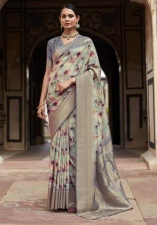 Picture of Beautiful Silk Light Slate Grey Saree