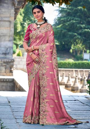 Picture of Well Formed Silk Pale Violet Red Saree