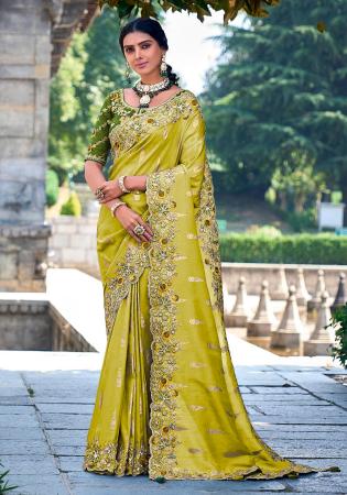 Picture of Exquisite Silk Yellow Green Saree