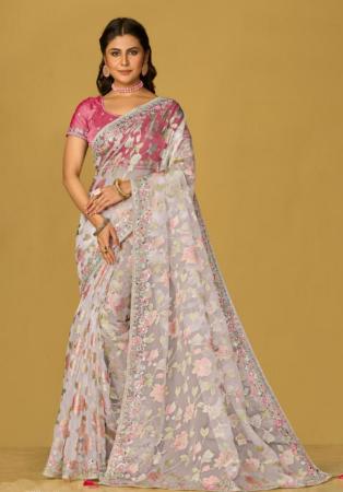 Picture of Well Formed Chiffon & Brasso Rosy Brown Saree