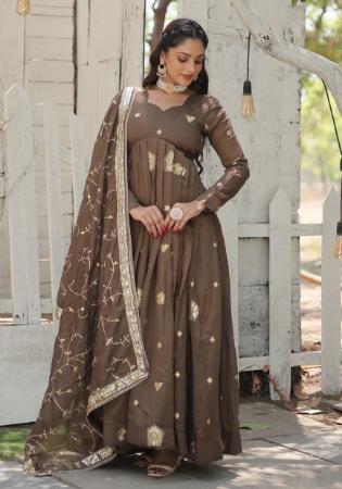 Picture of Exquisite Chiffon Burly Wood Readymade Gown