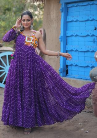 Picture of Pleasing Georgette Purple Readymade Gown