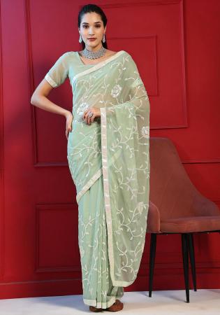 Picture of Bewitching Georgette Dark Sea Green Saree