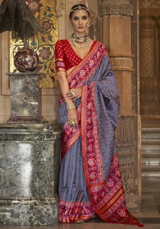 Picture of Comely Silk Navy Blue Saree