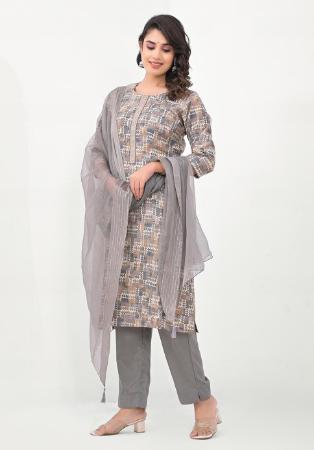 Picture of Excellent Cotton Grey Readymade Salwar Kameez