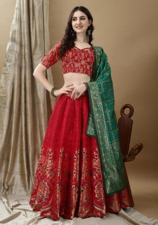 Picture of Ravishing Silk Crimson Lehenga Choli