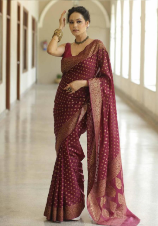 Picture of Charming Silk Maroon Saree