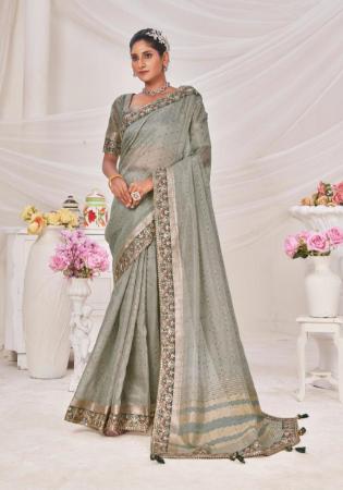 Picture of Excellent Silk Dark Grey Saree