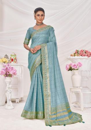 Picture of Bewitching Silk Light Steel Blue Saree