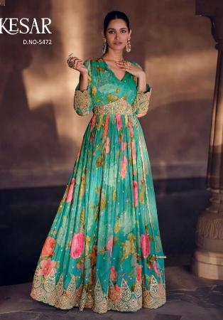 Picture of Ideal Georgette Cadet Blue Anarkali Salwar Kameez