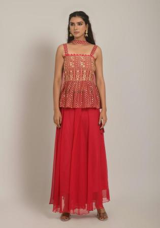 Picture of Taking Georgette Fire Brick Readymade Salwar Kameez