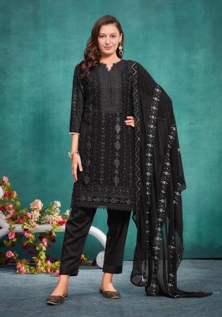 Picture of Alluring Georgette Black Readymade Salwar Kameez