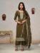 Picture of Silk Dark Olive Green Straight Cut Salwar Kameez