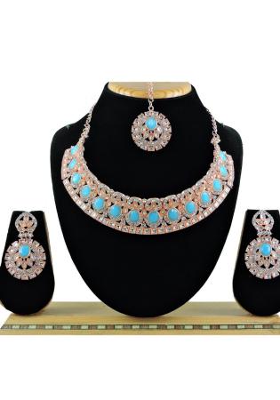 Picture of Amazing Chiffon Medium Turquoise Necklace Set