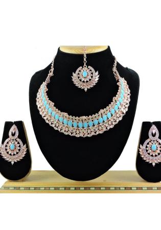 Picture of Sightly Chiffon Medium Turquoise Necklace Set