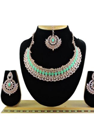 Picture of Shapely Chiffon Medium Aqua Marine Necklace Set