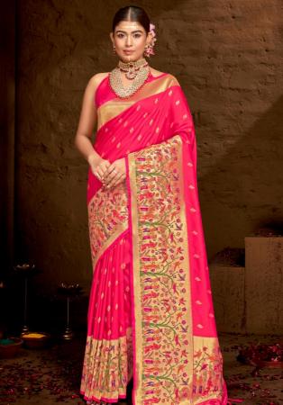 Picture of Beautiful Silk Deep Pink Saree