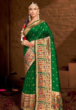 Picture of Bewitching Silk Forest Green Saree