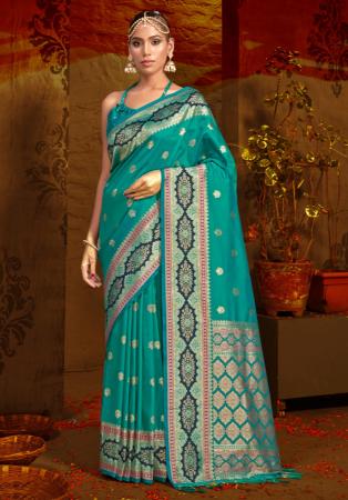 Picture of Fascinating Silk Dark Cyan Saree