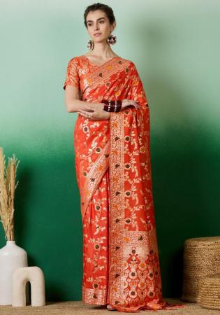 Picture of Statuesque Cotton Tomato Saree