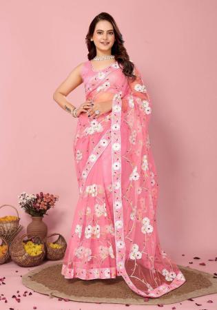 Picture of Resplendent Net Light Pink Saree