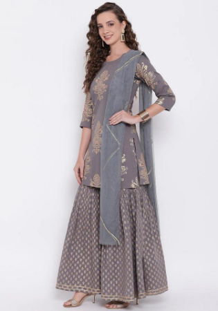 Picture of Exquisite Cotton Slate Grey Readymade Salwar Kameez