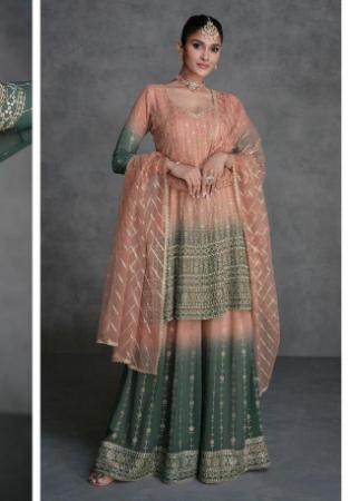 Picture of Georgette Rosy Brown Straight Cut Salwar Kameez