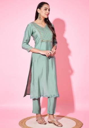 Picture of Graceful Silk Dark Sea Green Readymade Salwar Kameez