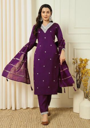 Picture of Excellent Silk Purple Readymade Salwar Kameez